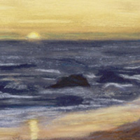 Sunset at Hendry's Beach, pastel (sold)