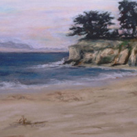 Sunset-Leadbetter Beach, pastel (sold)