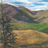 View from Barker Pass Rd, pastel (In Private Collection)